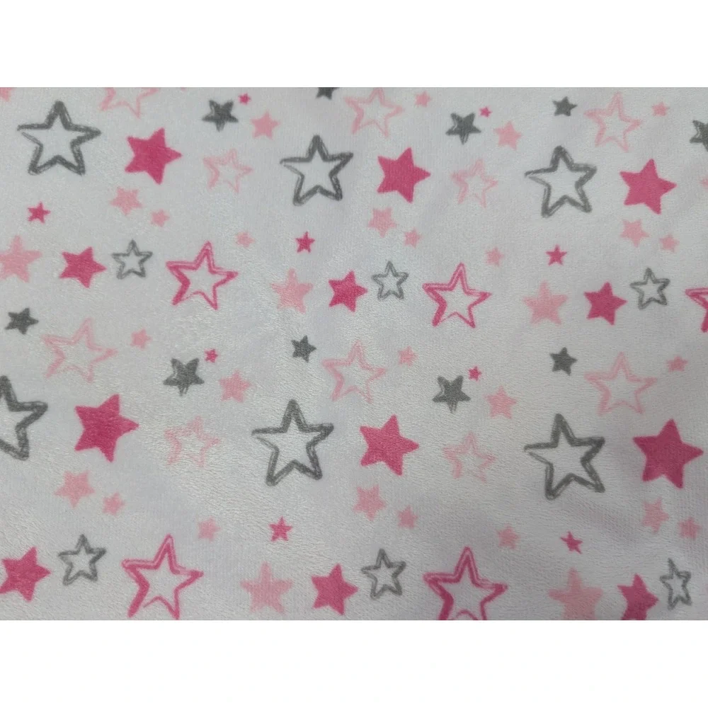 Kidgets Baby Blanket  Pink Grey Stars‎ Sherpa back